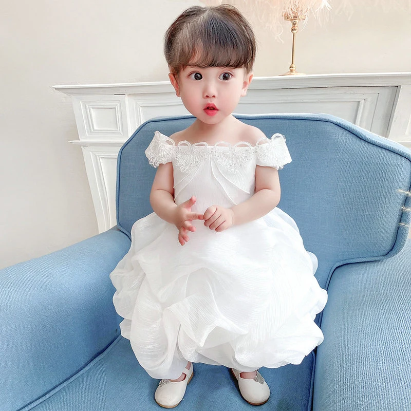 Fluffy Cake Skirt Mesh Shoulder Baby Full Moon Dress Wedding Dress