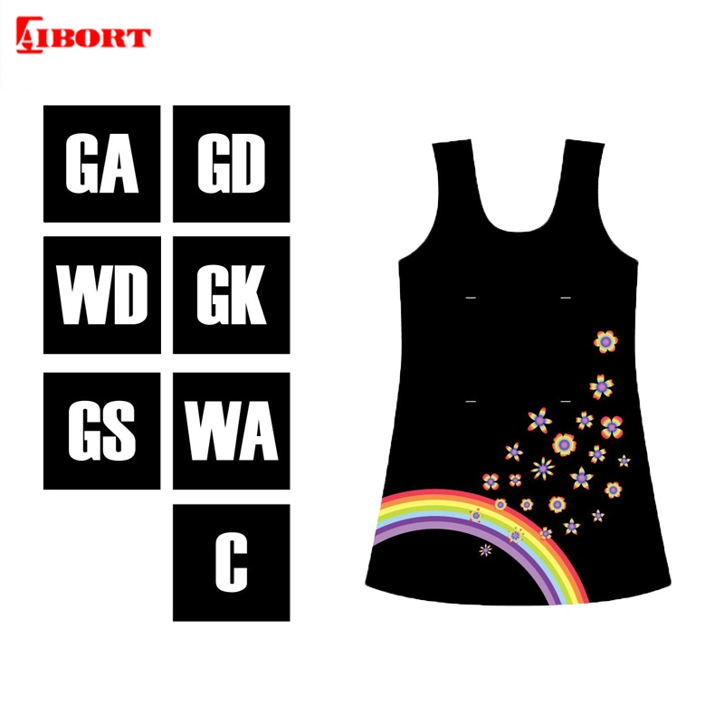 Aibort Customized Full Sublimation A Line Netball Dresses No MOQ (T-NT-10)