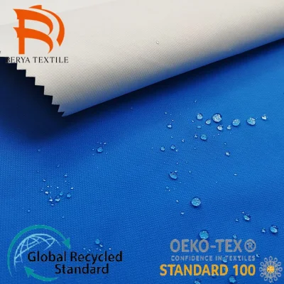 Tessuto riciclato tinto in filo tinto in filo ripstop 100% poliestere con TPU PU PA o rivestimento in PVC per borsa da tenda per abbigliamento sportivo