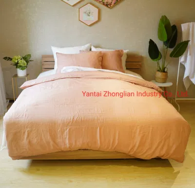 Set biancheria da letto Set copripiumino effetto lino lavato 100% cotone con 2 federe Set biancheria da letto primaverile e autunnale