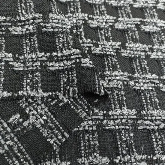 Tessuto a quadri tweed misto lana e poliestere di alta qualità
